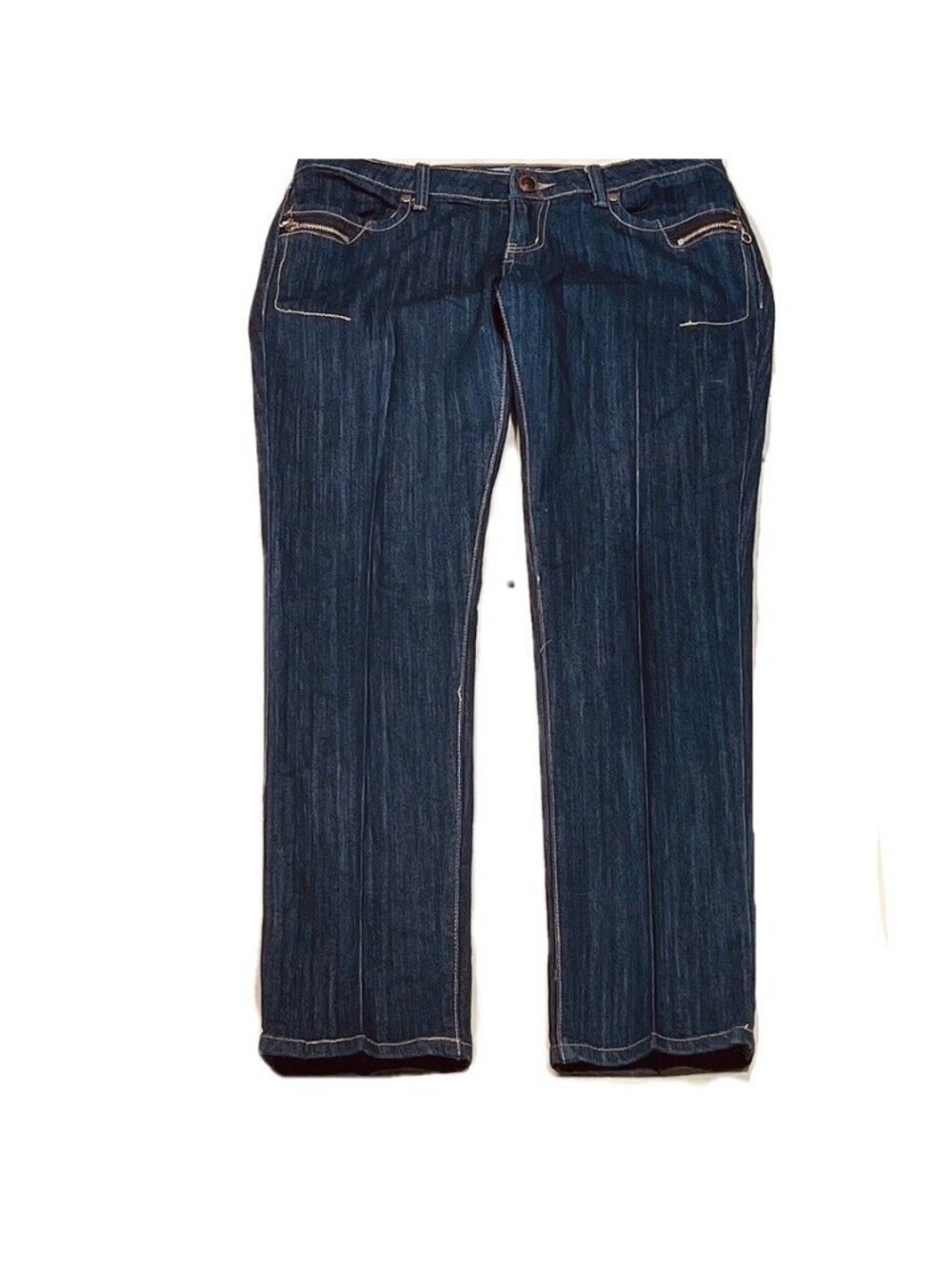Vintage EXOCET Straight Leg Dark Wash Zipped Pockets Junior Denim Jeans - Picture 4 of 9